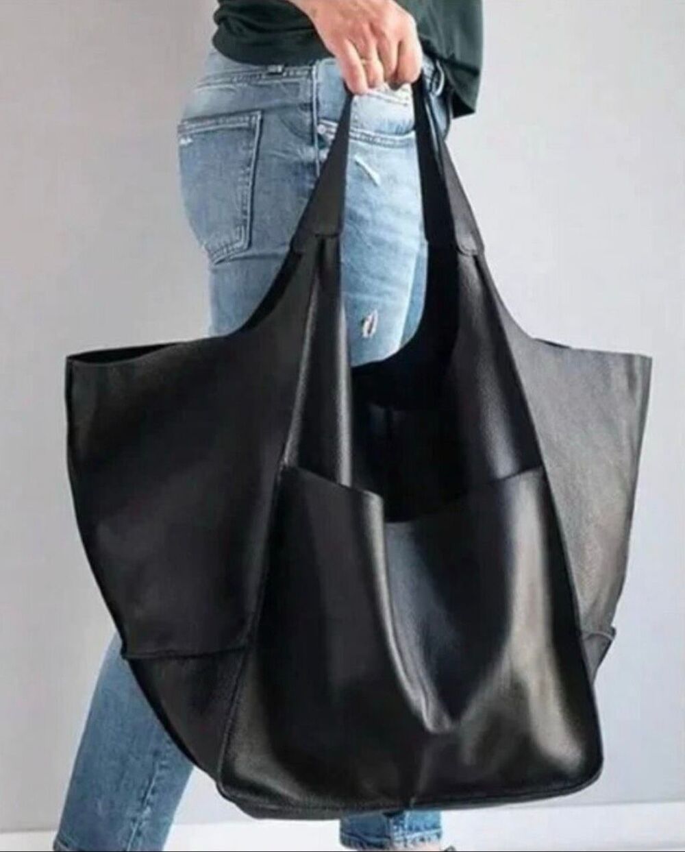 Luxe Vegan Leather Minimalist Oversized Tote Bag